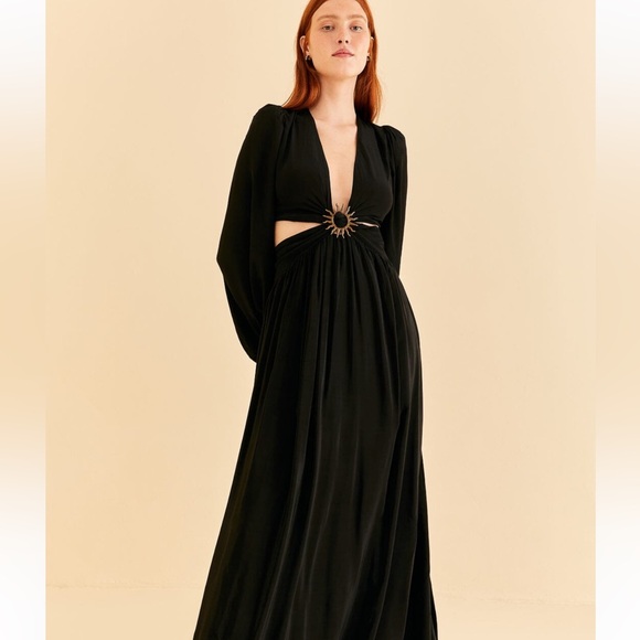 FARM Rio Dresses & Skirts - FARM RIO Black Cut Out Maxi Dress with Sun Buckle Small